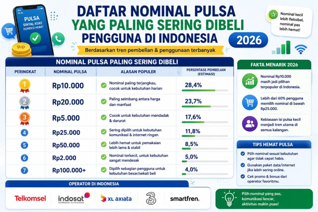 Daftar Nominal Pulsa