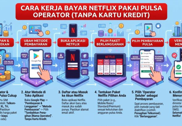 Ilustrasi: Cara Kerja Bayar Netflix Pakai PULSA Operator Tanpa Kartu Kredit